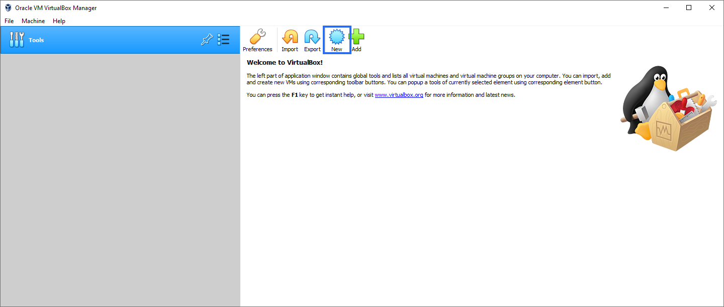create a new virtual machine in virtualbox