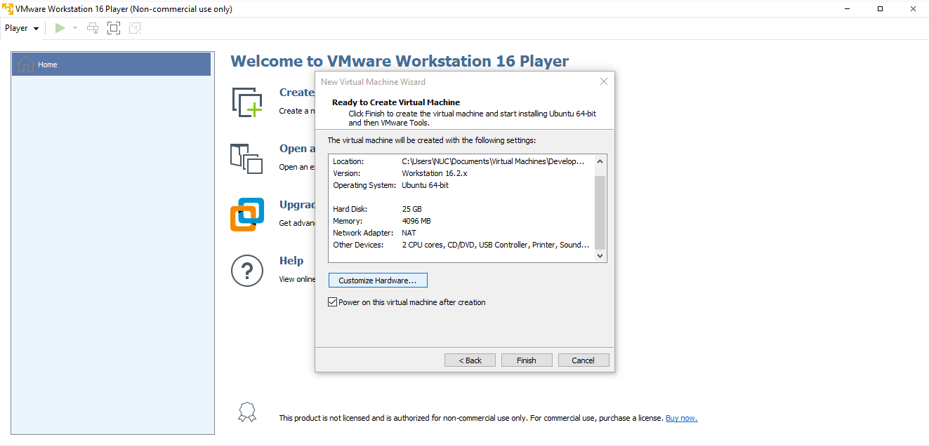vmware customize hardware of new virtual machine