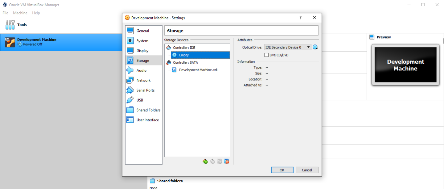 virtualbox disk settings