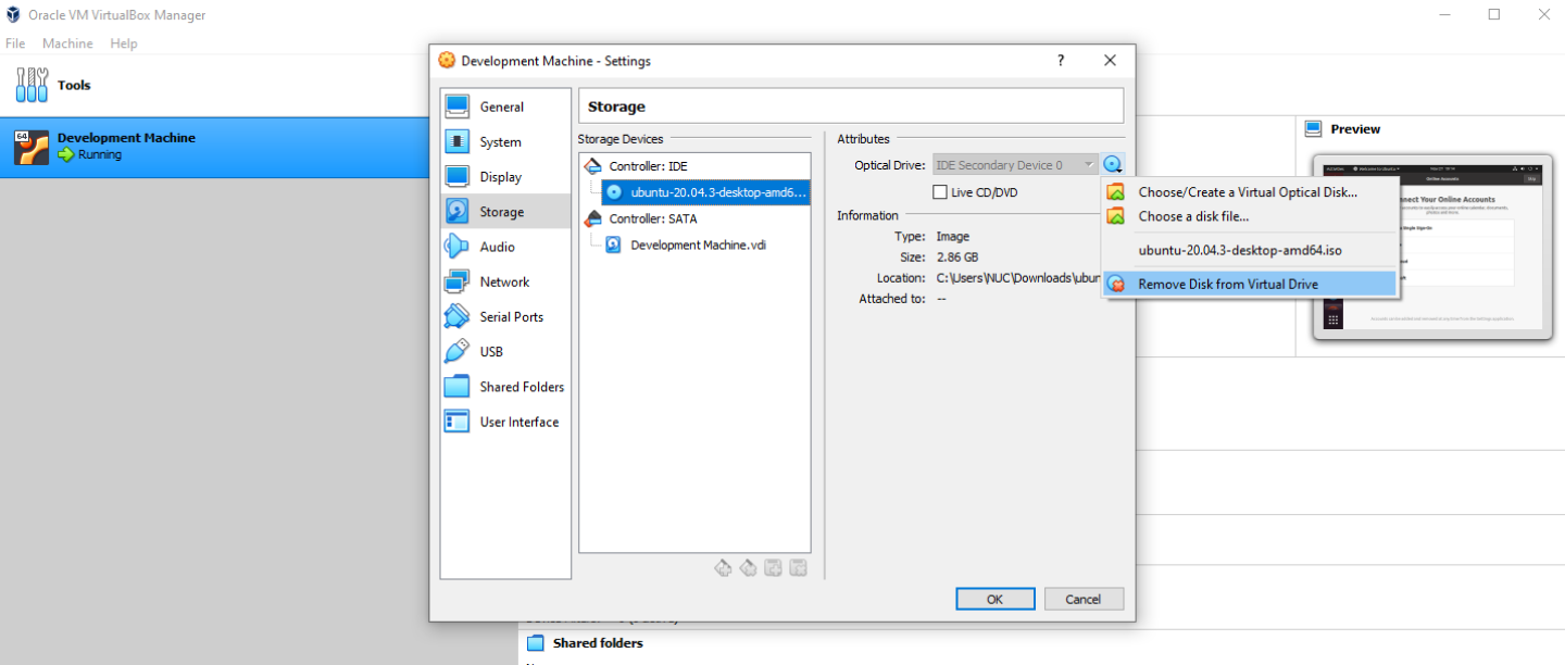 virtualbox remove iso