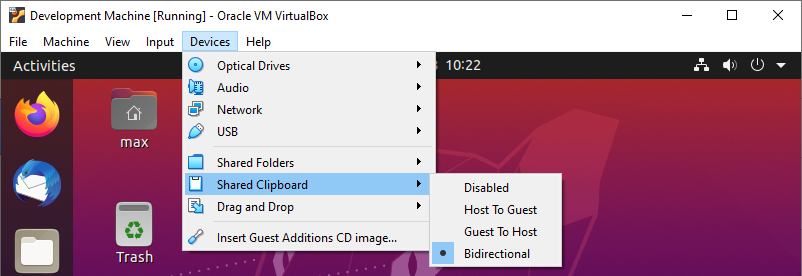 virtualbox possible shared properties
