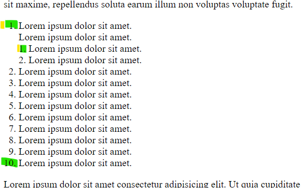 adjust alignment and indentation for lists: basic css