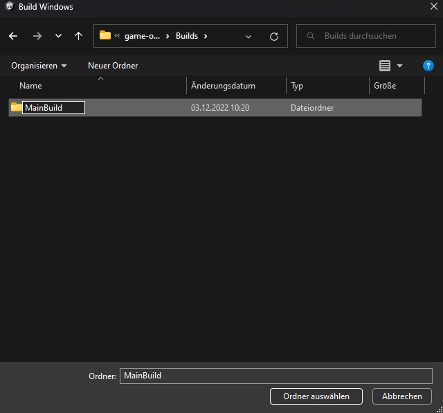 build subfolder